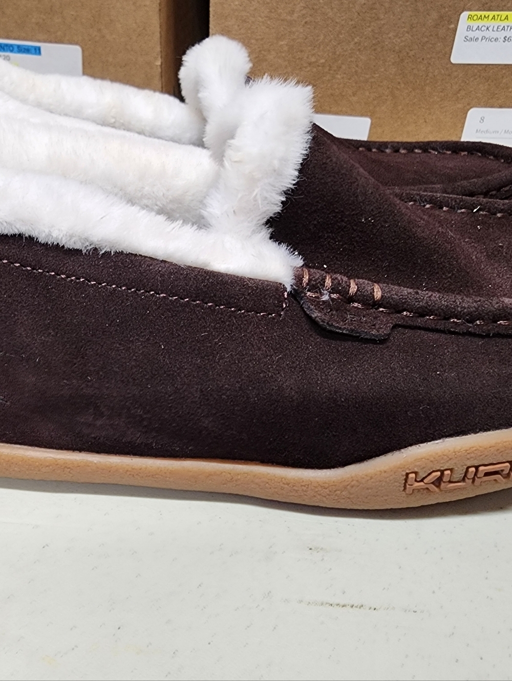 Kuru Loft Women’s Cozy Dark Brown Suede Slip-On Slippers with Faux Fur Lining